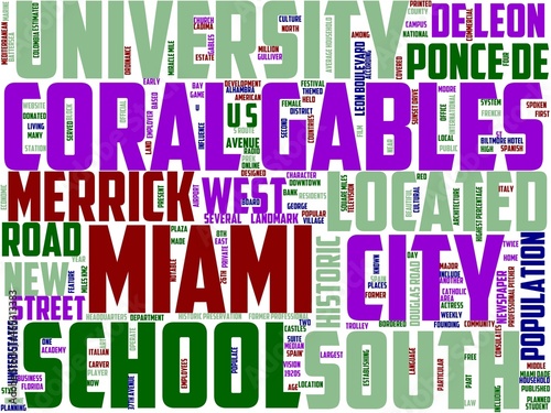 coral gables typography, wordart, wordcloud, miami,florida,coral,gables