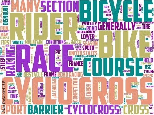 cyclo cross typography, wordart, wordcloud, sport,bike,bicycle,race