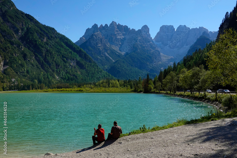 Landscape of Lago di Landro, Durrensee in the Dolomites, Italy, Europe Landscape of Lago di Landro, Durrensee in the Dolomites, Italy, Europe