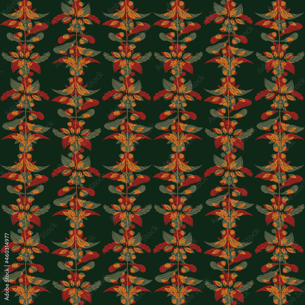 Earthy ochre brown and green wild meadow flower seamless vector pattern. Arts and crafts style sea holly flowers, daisies background. Elegant stylized geometric blended backdrop. Botanical repeat Earthy ochre brown and green wild meadow flower seamless vector pattern. Arts and crafts style sea holly flowers, daisies background. Elegant stylized geometric blended backdrop. Botanical repeat