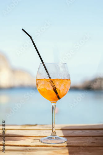 Aperol cocktail on the sea