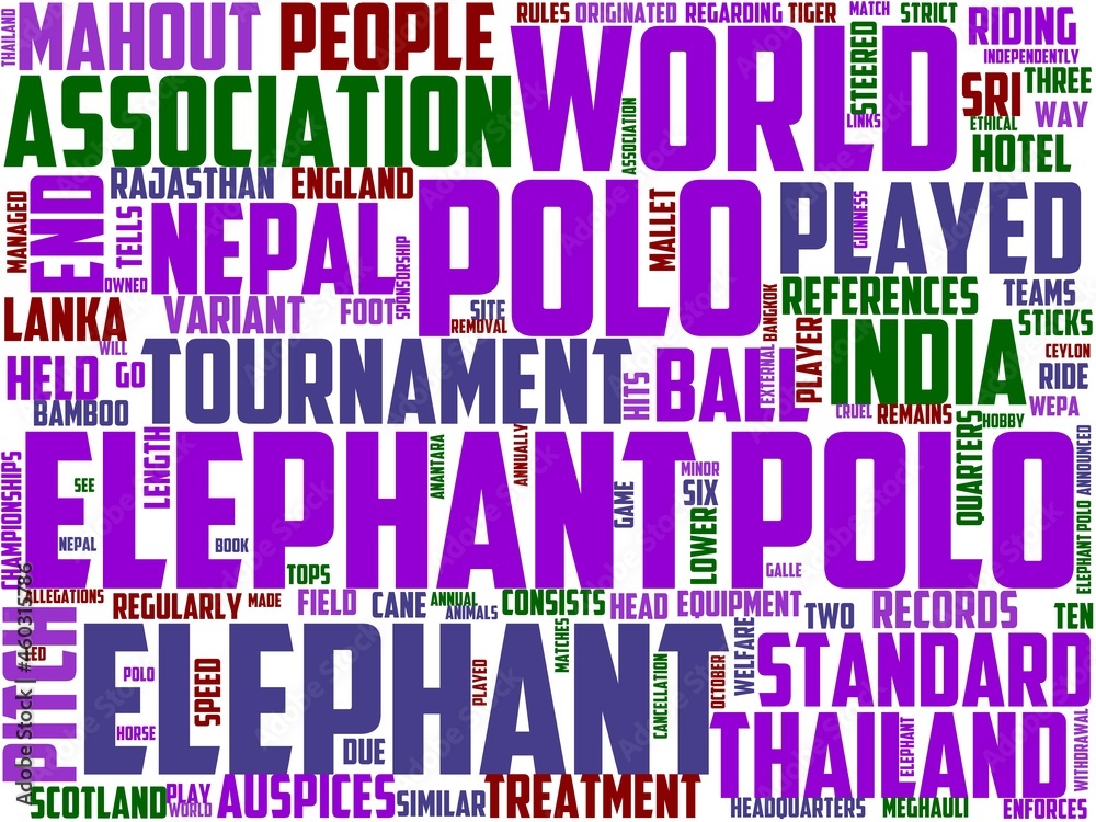 elephant polo typography, wordart, wordcloud, polo,elephant,animal,sport