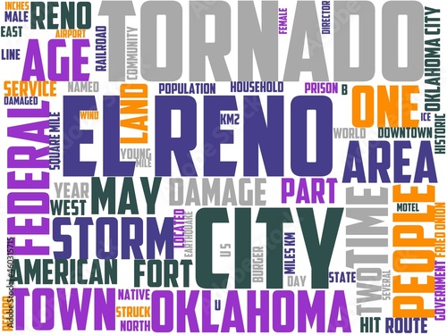 el reno typography, wordart, wordcloud, oklahoma,el,reno,usa photo