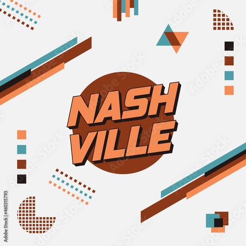 Modern and creative typography of nashville USA with brown color scheme