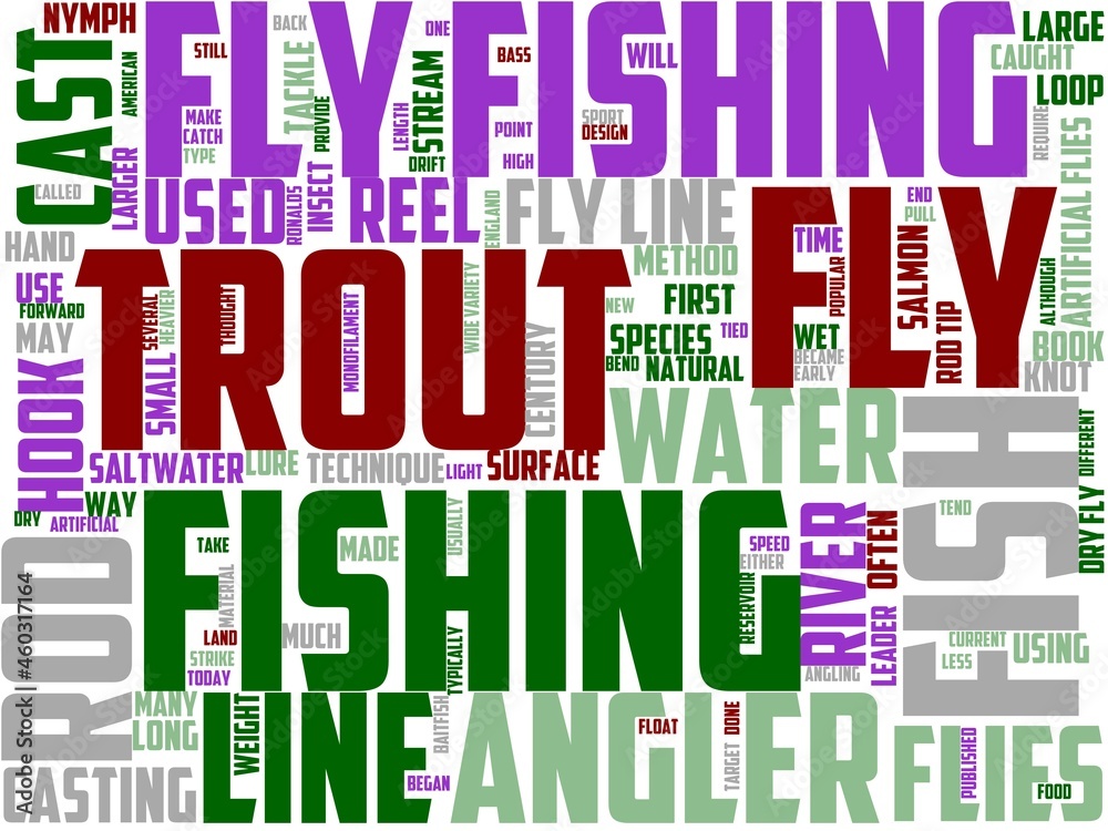 fly fishing typography, wordart, wordcloud, fishing,fly,river,fish