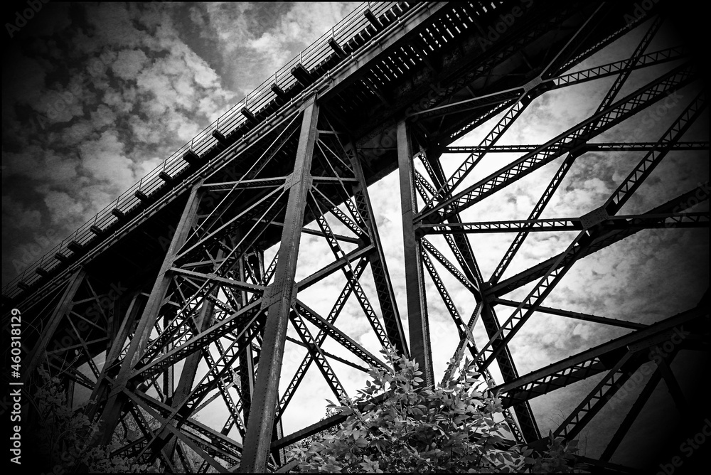 Old metallic bridge low angle view