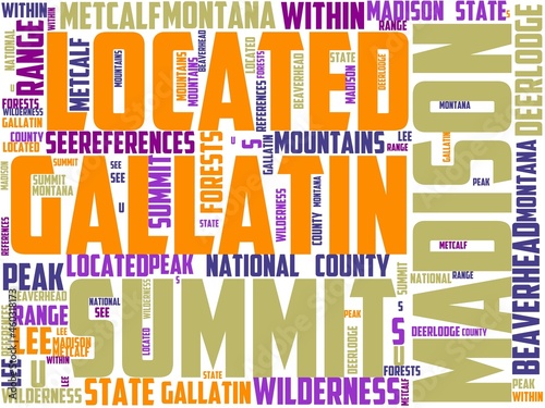 gallatin peak typography, wordart, wordcloud, scenic,nature,mountain,landscape photo