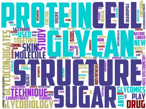 glycobiology typography, wordart, wordcloud, complexity,glycan,biology,glycosylation photo