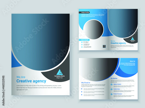 Colorful corporate bi fold brochure design template  for business promotion