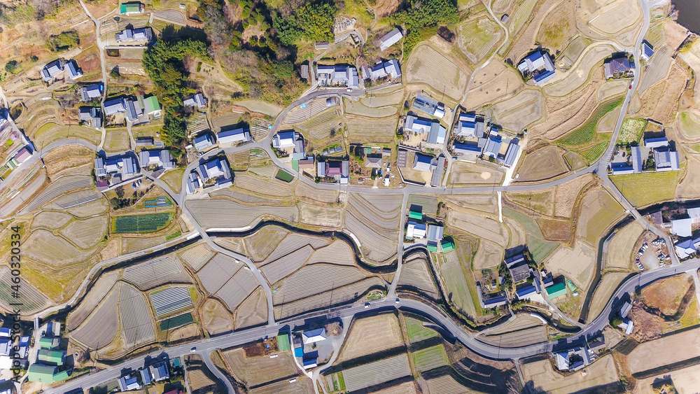 Obraz premium 日本の田舎風景・ドローン撮影
