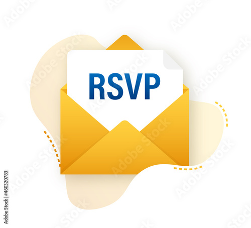 RSVP mail icon. Please respond to mail linear sign. Vector stock illustration.