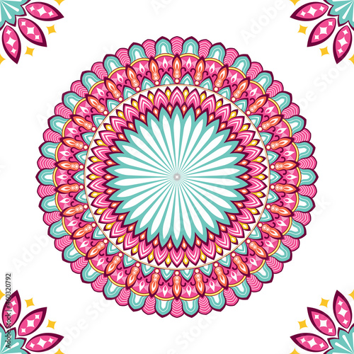 Colorful mandala with floral shapes