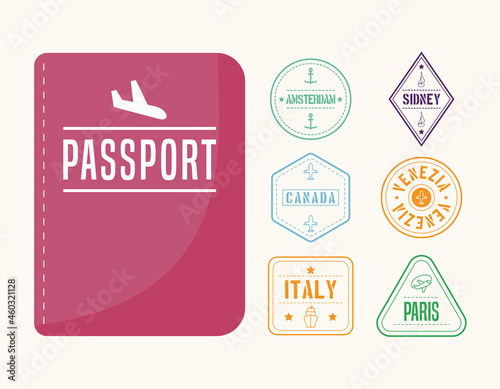 passport and international stamps