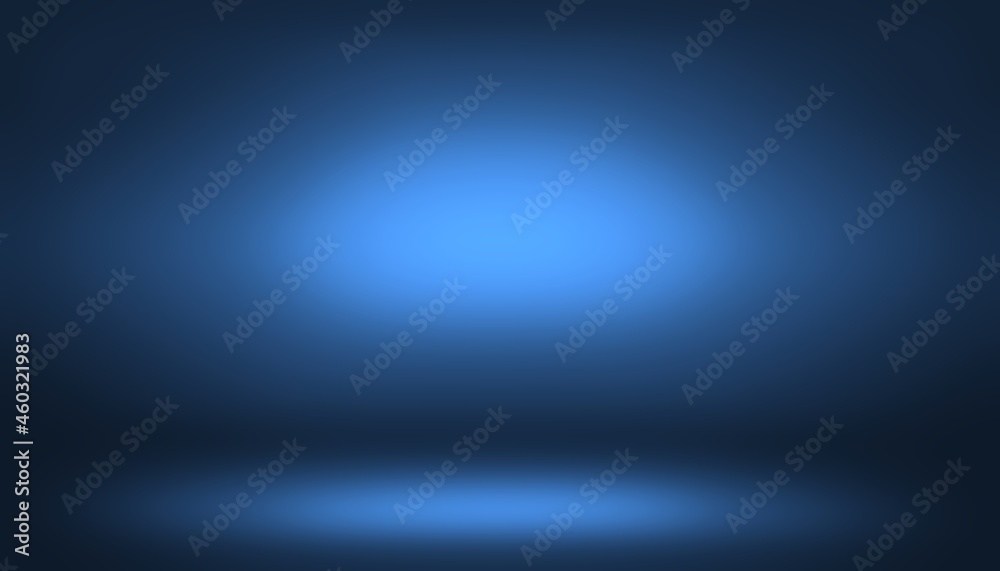 Soft blurred dark blue light wall banner studio room gradient background texture.Business banner design.Website template.Web.Cosmetic and beauty concept.Poster.Brochure.Logo.Text.Wallpaper.Decoration.