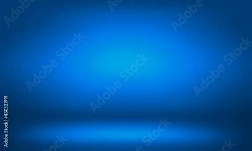 Soft blurred blue wall banner and studio room gradient background texture.Business banner design.Website template.Web.Cosmetic and beauty concept.Poster.Brochure.Logo.Text.Wallpaper.Decoration.Luxury. photo