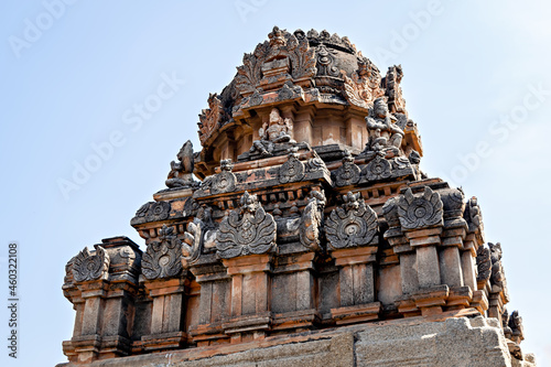 Ruined Dome of ancient stone made temple in Hampi, Karnataka, India