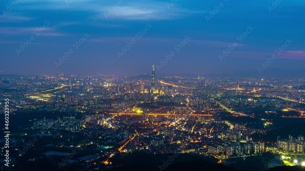 Timelapse of Seoul cityscape, South Korea. Timelapse of Seoul cityscape, South Korea.