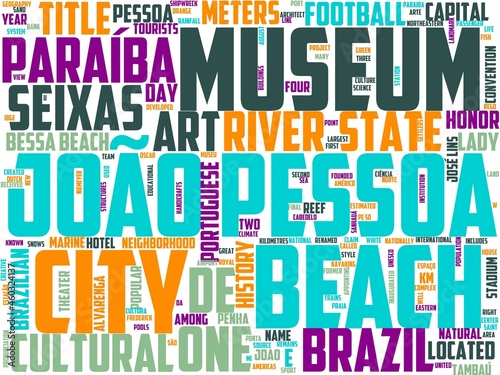 joao pessoa typography, wordart, wordcloud, brazil,view,tourism,sea photo