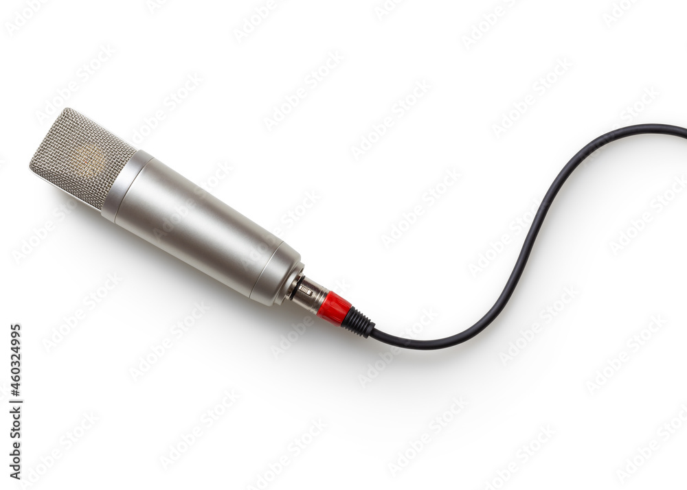 Isolated silver microphone on white background Isolated silver microphone on white background