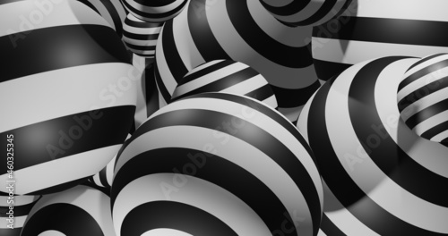 hypnotic illusion of 3d balls with black and white lines