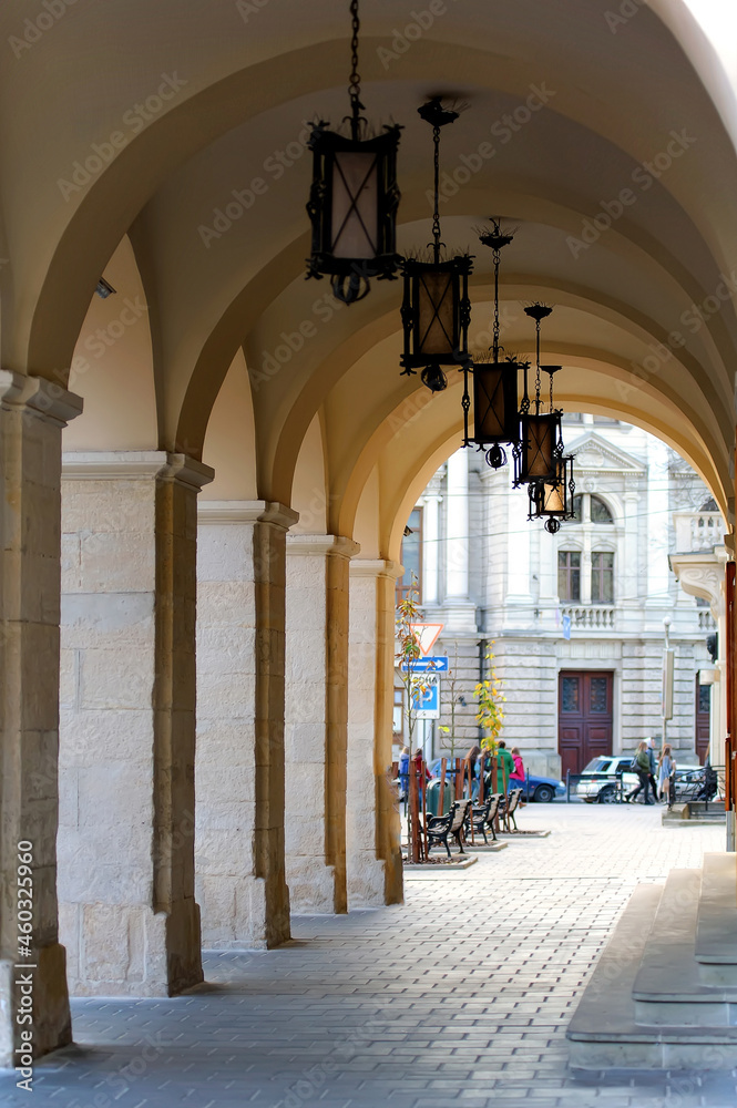 Arch passage of Lviv city hall in Ukraine
