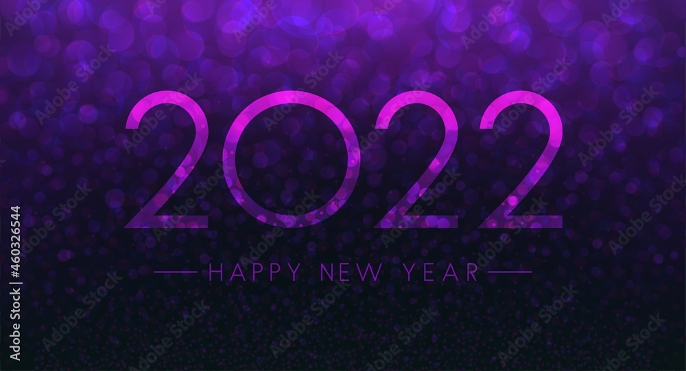 Fogged glass 2022 sign on purple bokeh background.