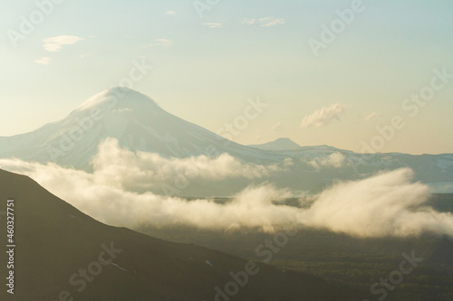 View of the Ilyinsky Volcano early in the morning, Kamchatka Peninsula, Russia photo