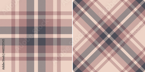 Seamless check plaid pattern in rosy pink for scarf, blanket, duvet cover, throw, poncho. Seamless herringbone textured modern tartan fashion print for spring summer autumn winter textile design.