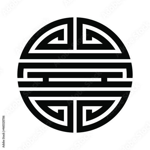 Chinese symbol of longevity on white background. Black longevity symbol. Vector illustration.