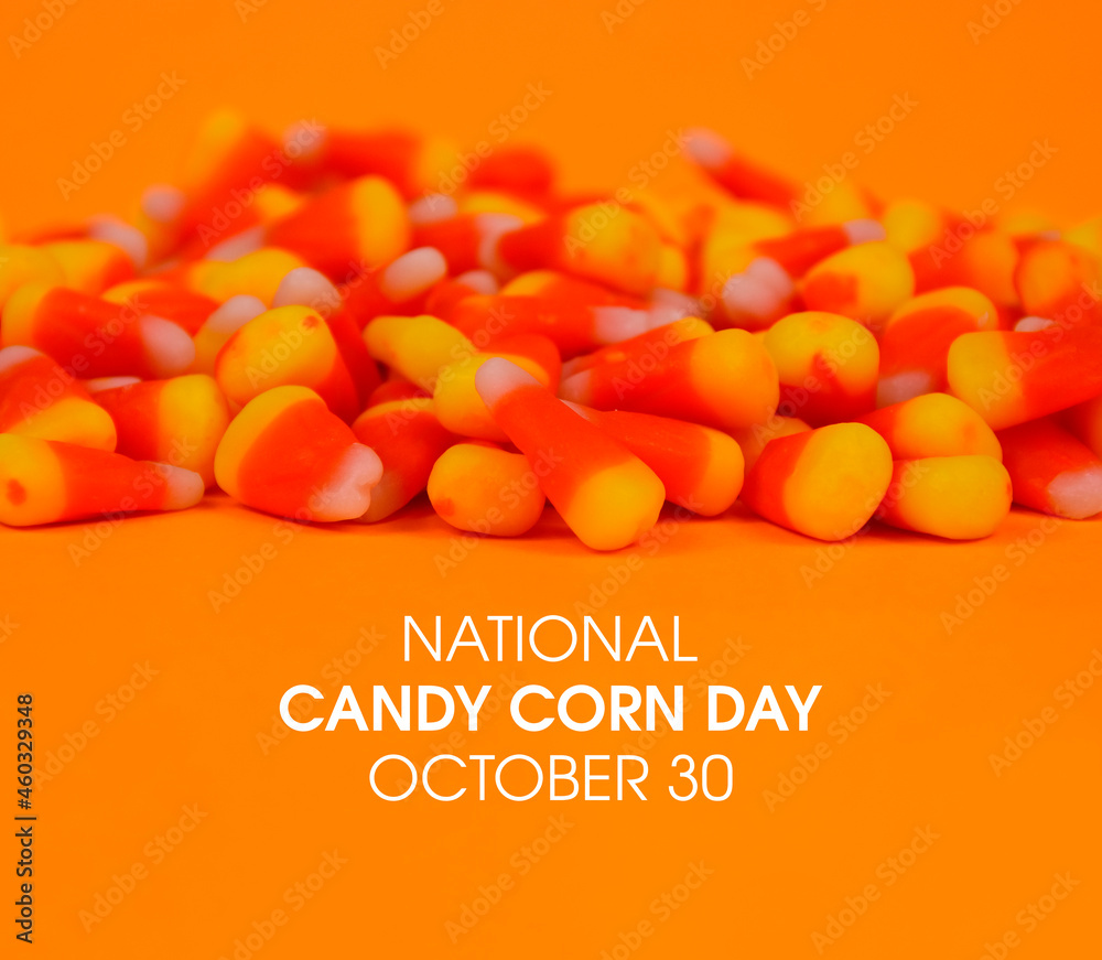 National Candy Corn Day stock images. Popular halloween candy on a orange background images