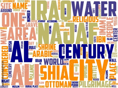 najaf typography, wordcloud, wordart, najaf,iraq,religion,travel photo