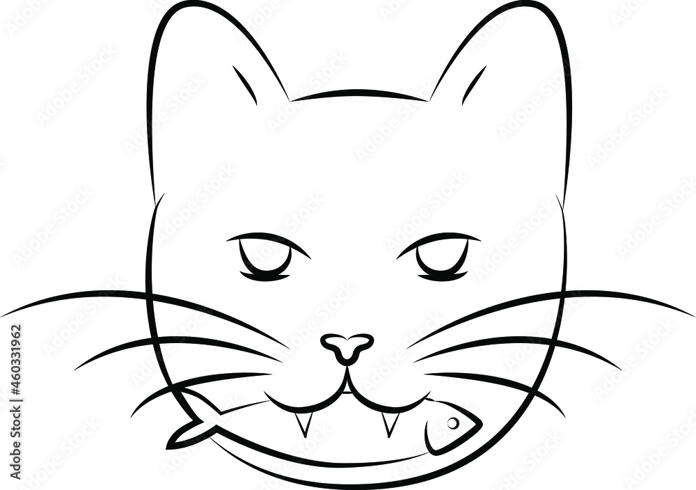 Vector drawing of a cat head. Cat pet icon. Cute kitty. Stock Vector