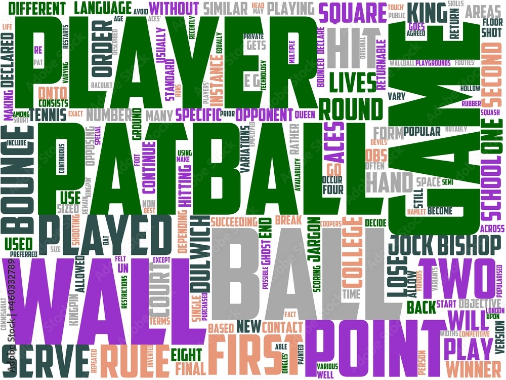 patball typography, wordcloud, wordart, love,patball,hobby,sport