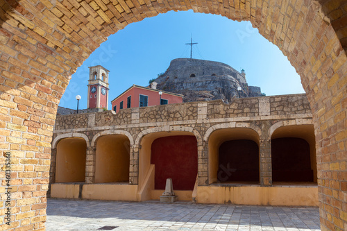 Fototapeta Naklejka Na Ścianę i Meble -  Kerkyra. Greece. Old clock tower in a Venetian fort.