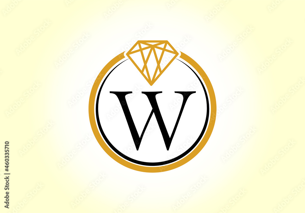 Letter W alphabet in a circle with Diamond. Diamond ring logo. Jewelry ...