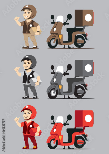 expedition motorbike man with 3 different colours