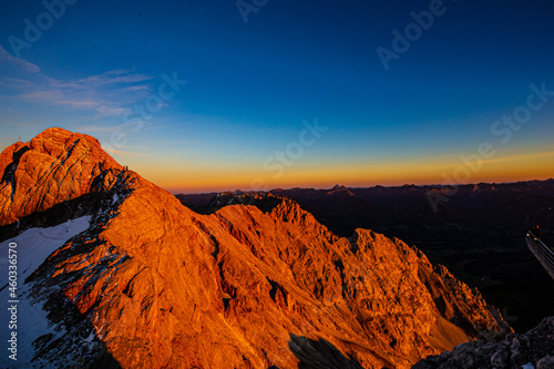 Summer sunset in the Alps at the top of Dachstein 3000 m. © Sergei