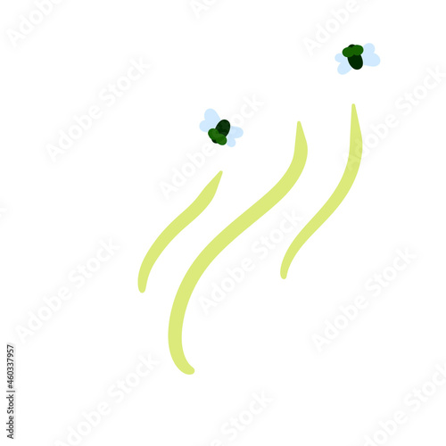Stink. Unpleasant smell. Dung flies. Green waves stench. Scenery of the garbage dump. Flat illustration