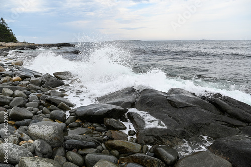 waves crashing on rocks