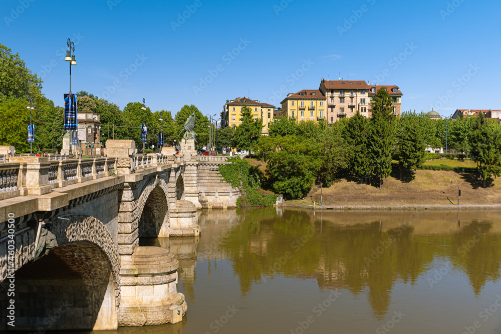 The Umberto I bridge over the river Po seen from Corso Moncalieri.
