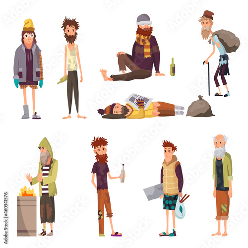 Quadro em tela Set of homeless people