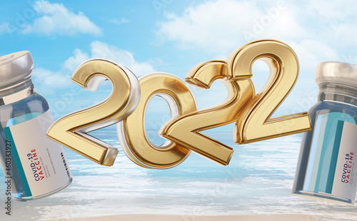 2022 two vaccine bottles as...
