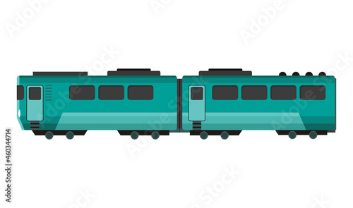 Passenger express train. Railway carriage. Cartoon subway or high speed train. icon for web design or game scene