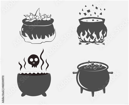 Pots Gray Objects Signs Symbols Vector Illustration Abstract With Gray Background