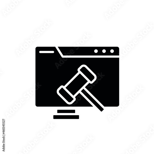 Online auction glyph icon. Vector fill black illustration.