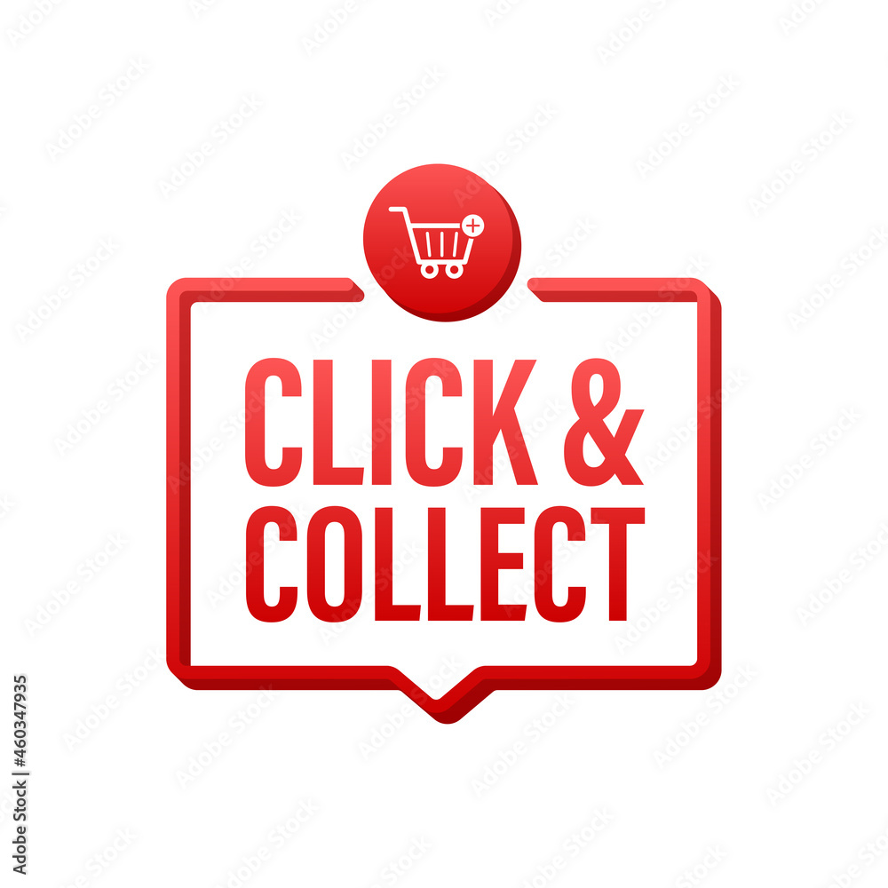 Megaphone click and collect banner. Flat style. Website vector icon. Vector stock illustration. Megaphone click and collect banner. Flat style. Website vector icon. Vector stock illustration.