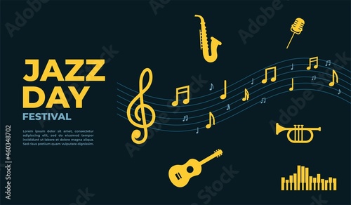 Jazz day poster and banner design template for poster, banner, event promotion. Vector illustration