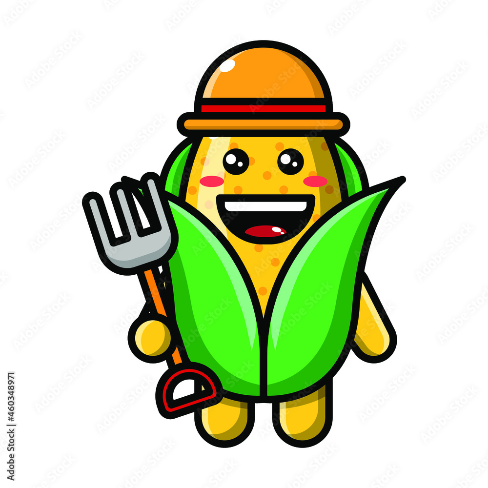 Fototapeta premium cute corn as a farmer icon illustration vector graphic