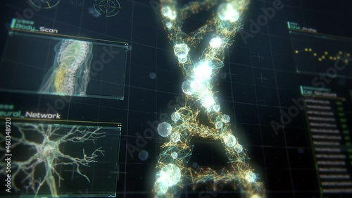 DNA genome editing. Strand molecule. 4k UHD. Genetic modification with CRISPR Cas9 technology. Gene mutation.