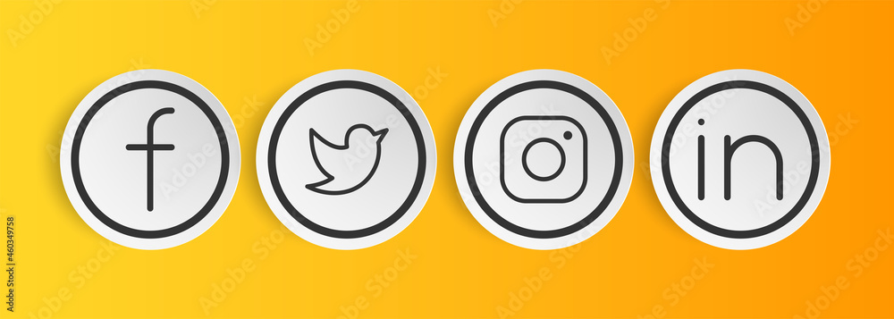 Realistic social media logotype collection: Facebook, instagram